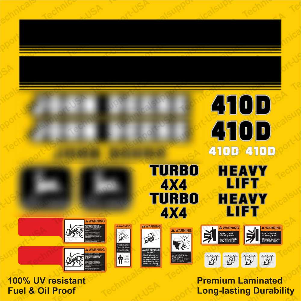 Decal Set for John Deere 410D Loader Vinyl Sticker