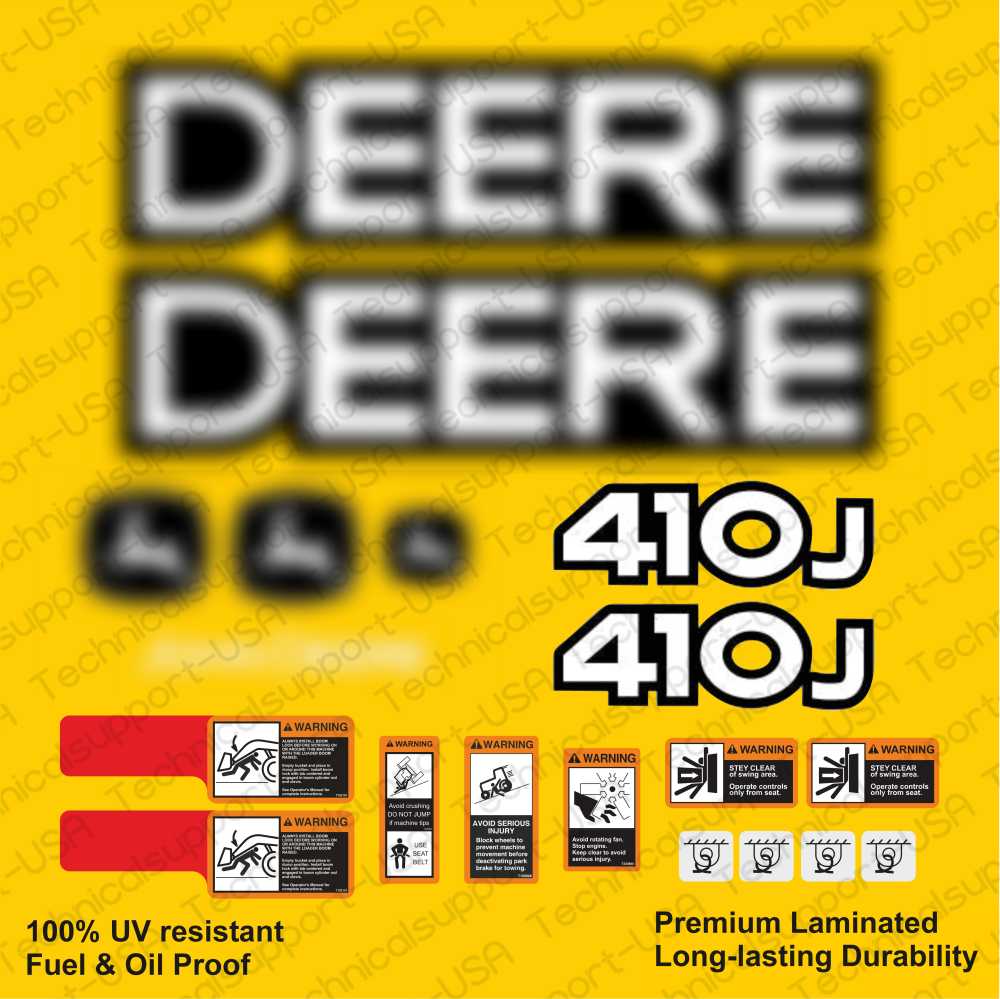 Decal Set for John Deere 410J Loader Vinyl Sticker