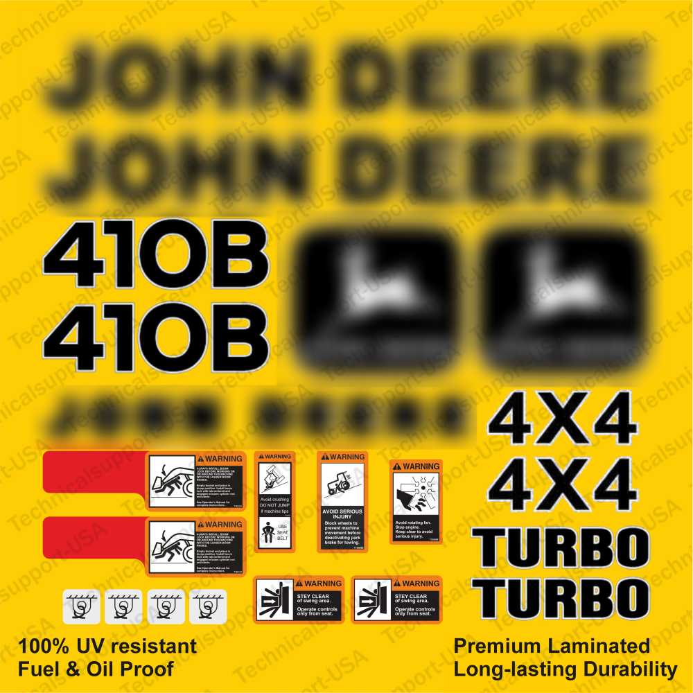 Decal Set for John Deere 410B Loader Vinyl Sticker
