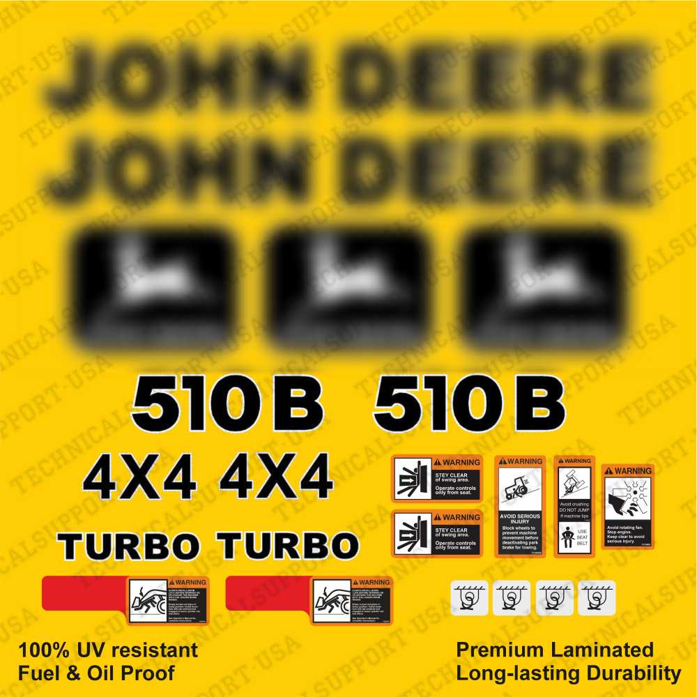 Decal Set for John Deere 510B Loader Vinyl Sticker