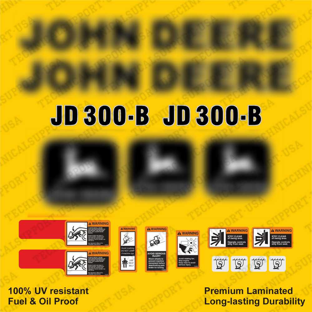 Decal Set for John Deere 300B Loader Vinyl Sticker