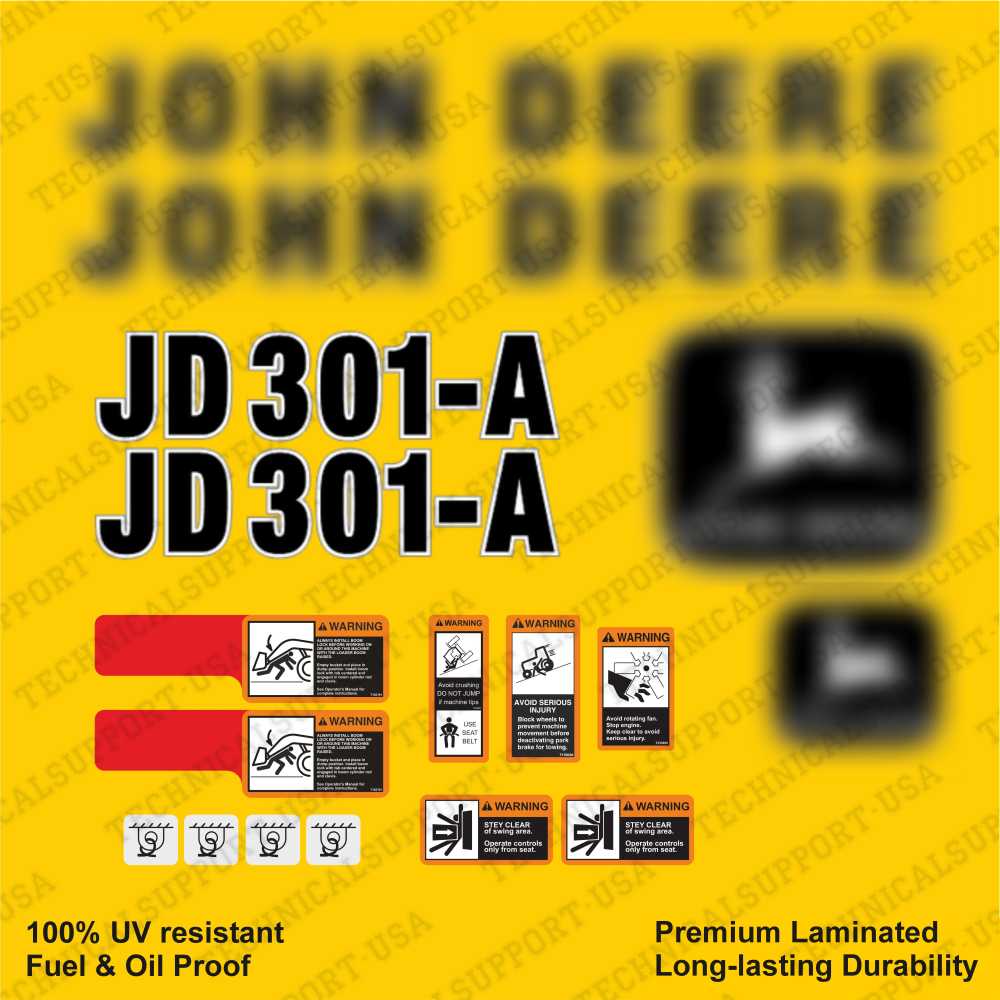 Decal Set for John Deere 301A Loader Vinyl Sticker