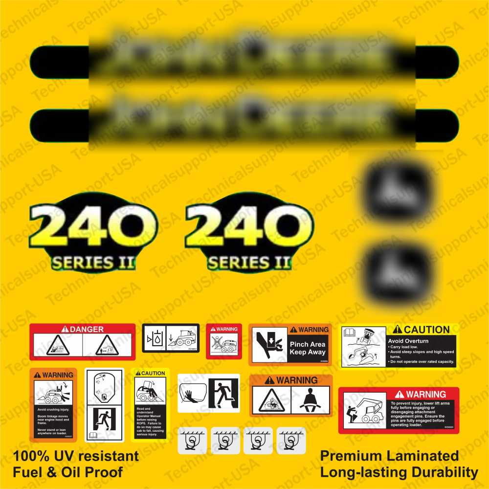 Laminated External Decal Set for John Deere 240 Loader Vinyl Label Sticker Kit