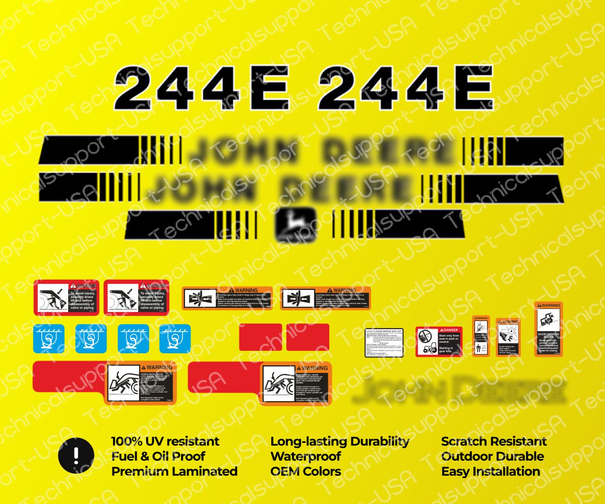 Decal Set for John Deere 244E Loader Vinyl Sticker