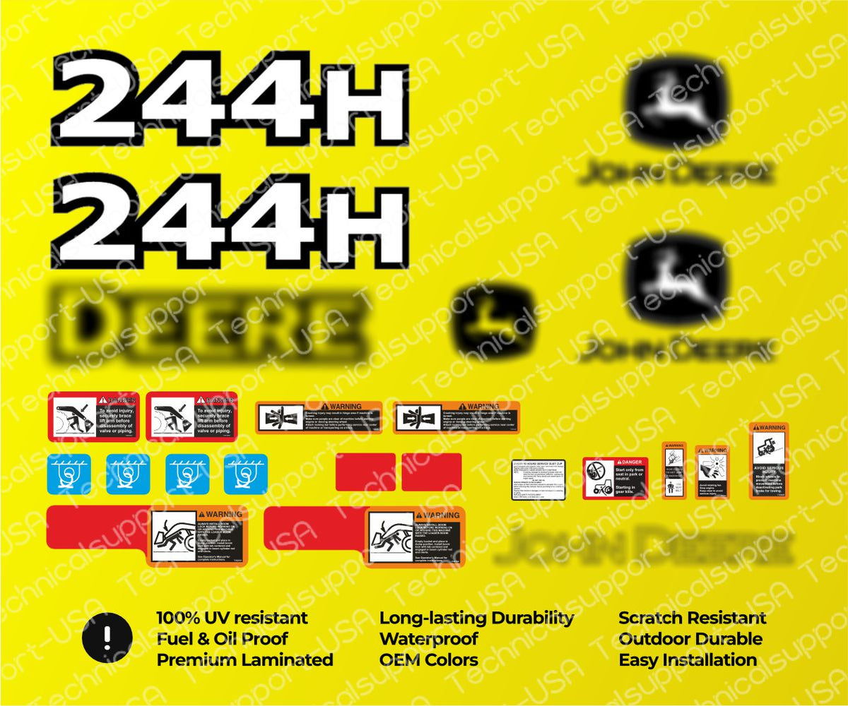 Decal Set for John Deere 244H Loader Vinyl Sticker