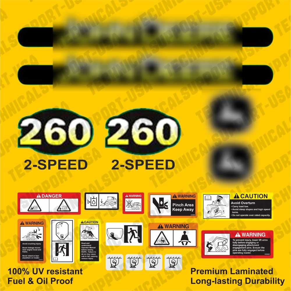 Laminated External Decal Set for John Deere 260 Loader Vinyl Label Sticker Kit