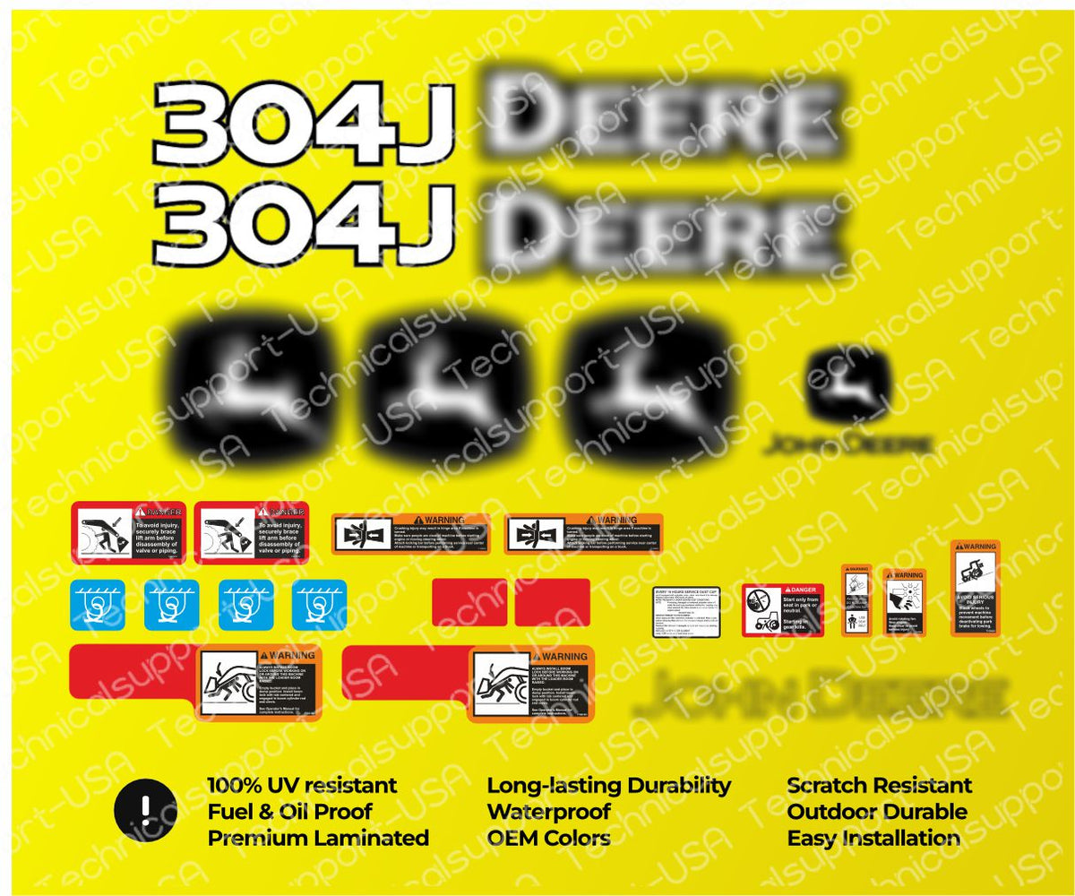 Decal Set for John Deere 304J Loader Vinyl Sticker