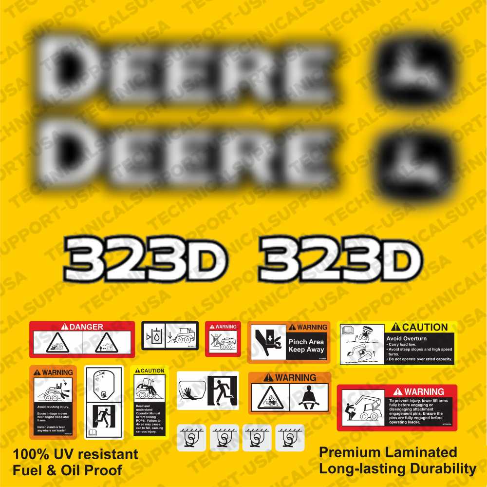 Decal Set for John Deere 323D Track Loader Vinyl Sticker