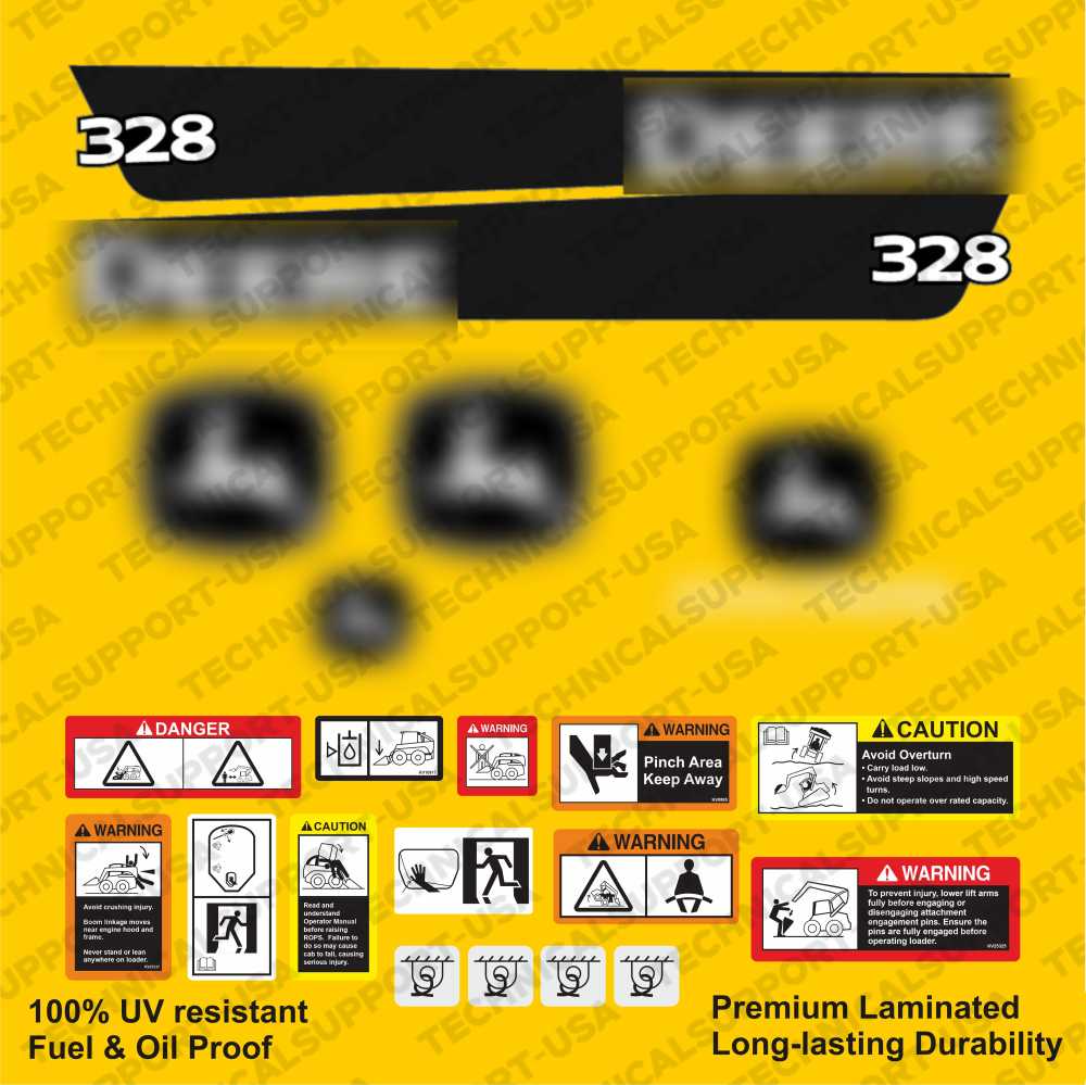Laminated External Decal Set for John Deere 328 Loader Vinyl Label Sticker Kit