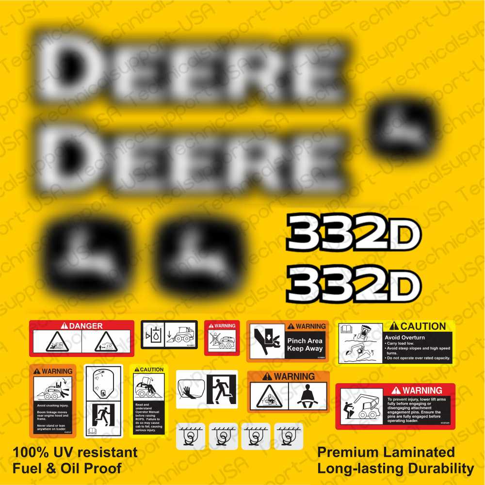 Decal Set for John Deere 332D Loader Vinyl Sticker