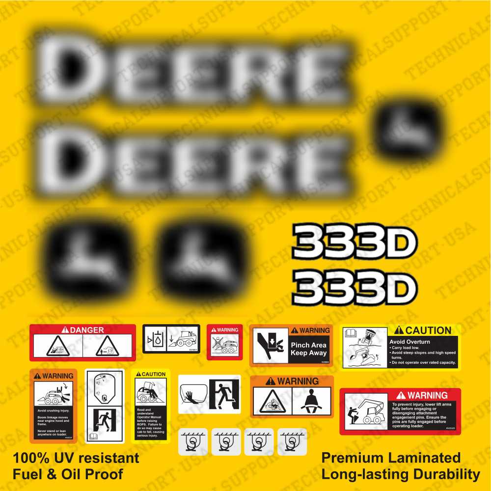 Decal Set for John Deere 333D Track Loader Vinyl Sticker