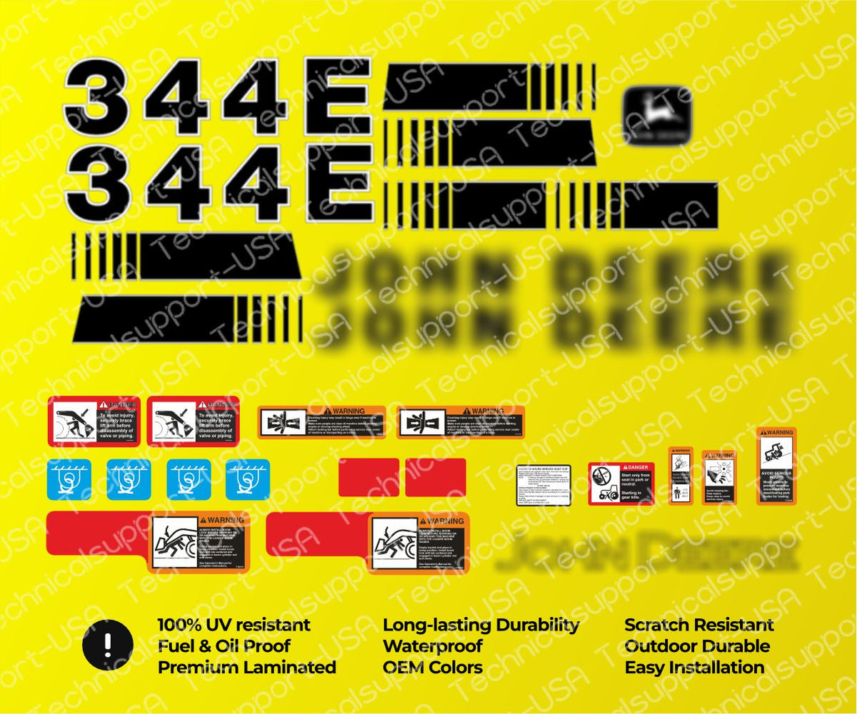 Decal Set for John Deere 344E Loader Vinyl Sticker