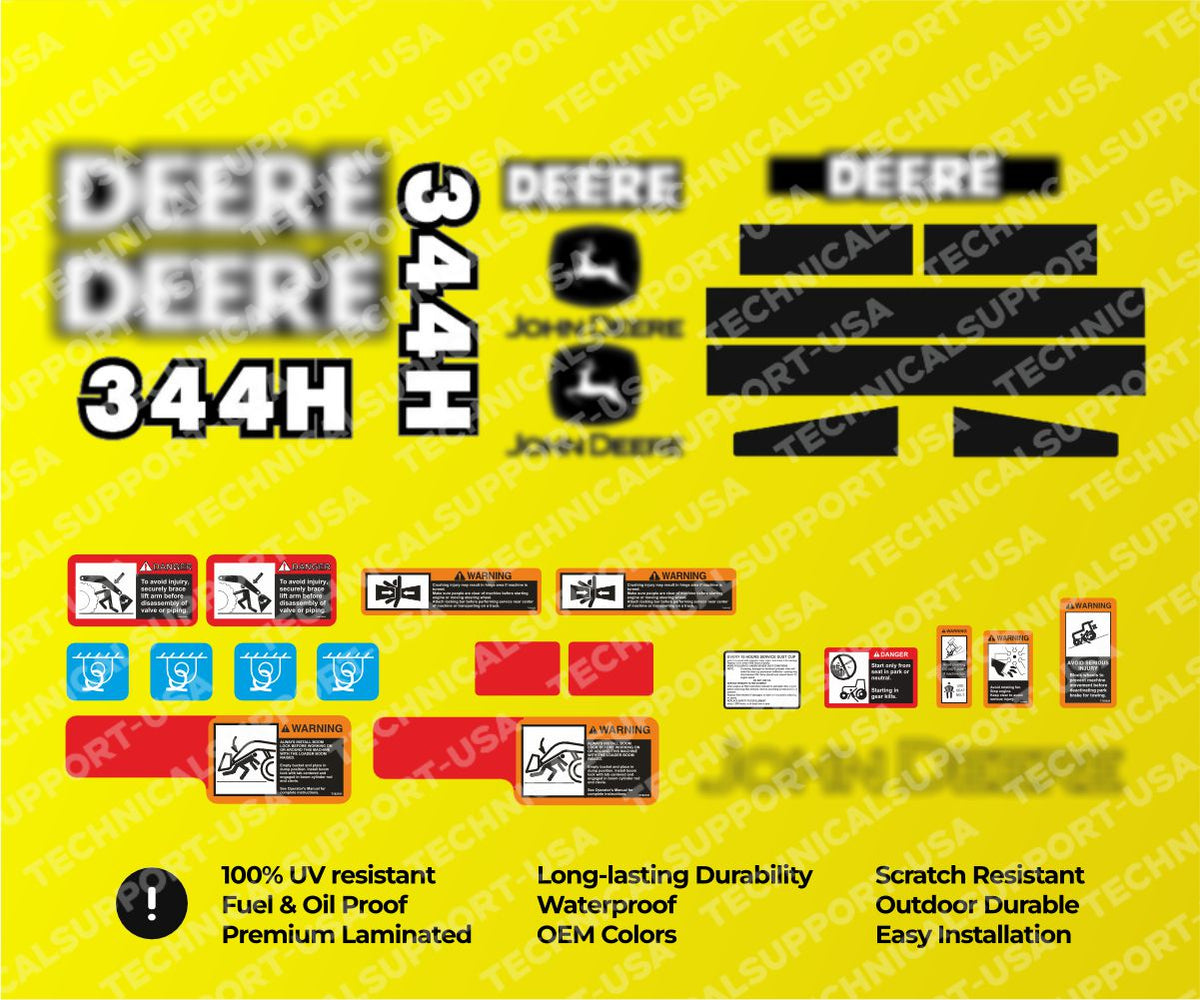 Decal Set for John Deere 344H Loader Vinyl Sticker