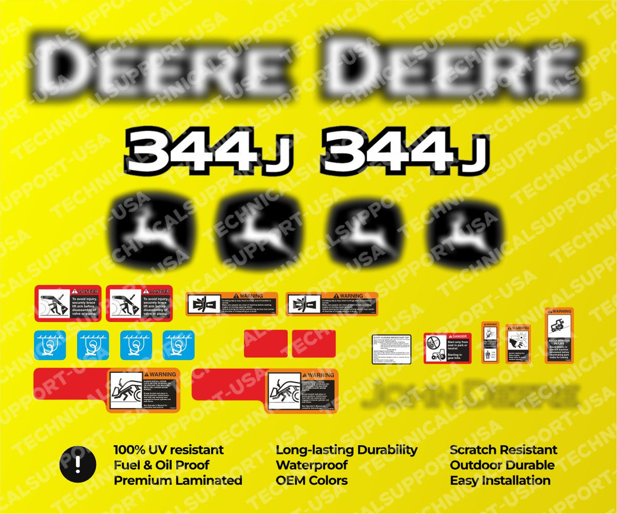 Decal Set for John Deere 344J Loader Vinyl Sticker