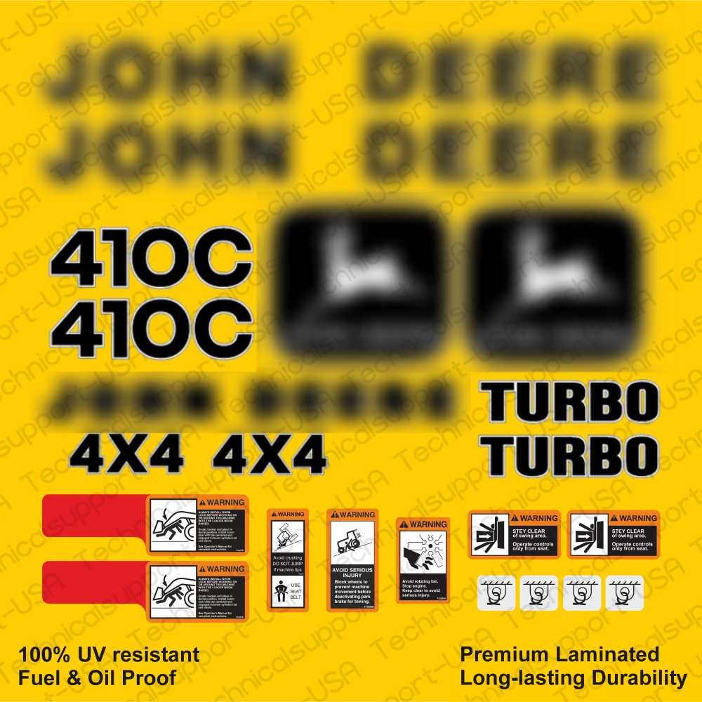 Decal Set for John Deere 410C Backhoe Vinyl Sticker