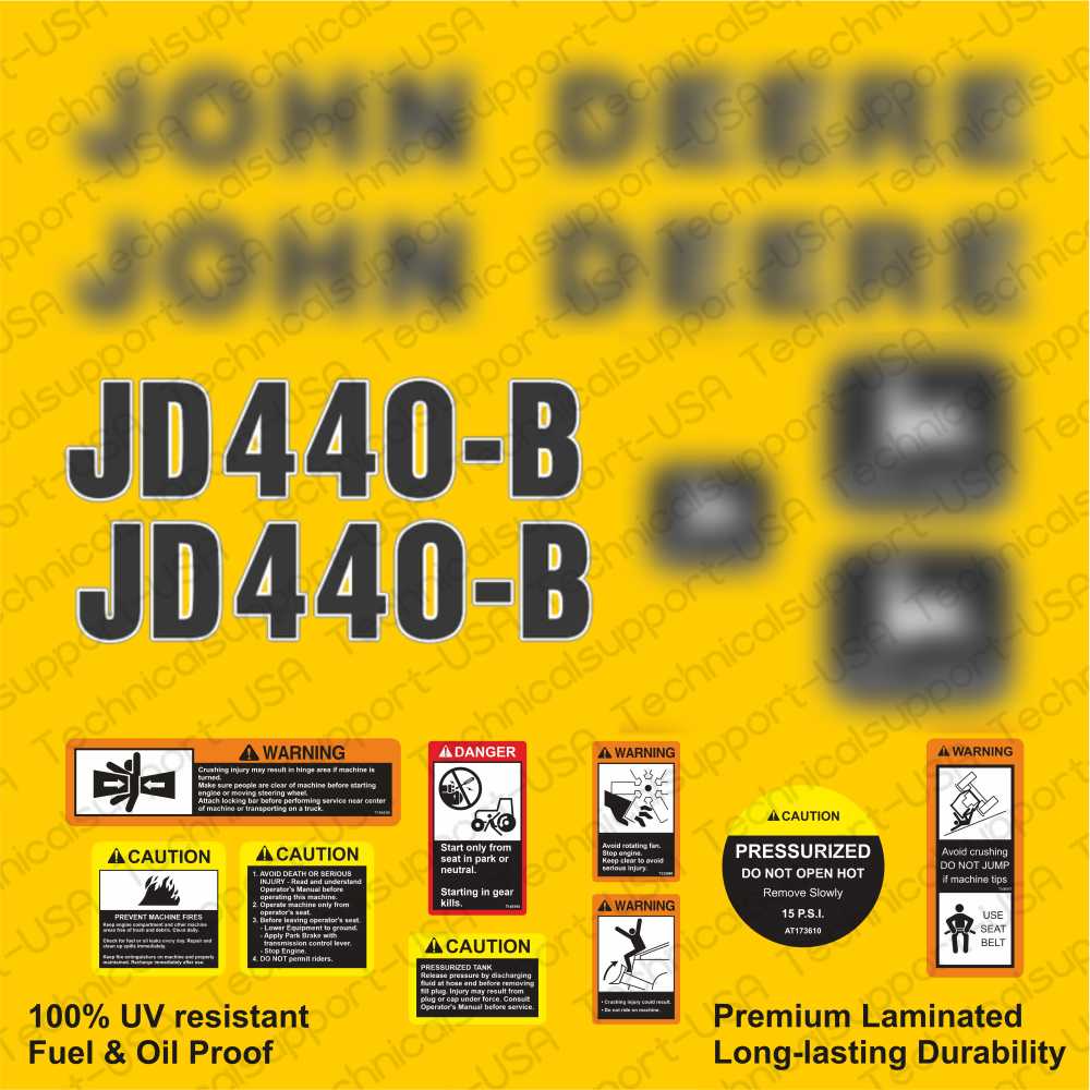 Restore the look of your Skidder 440B with heavy-duty decal set for John Deere