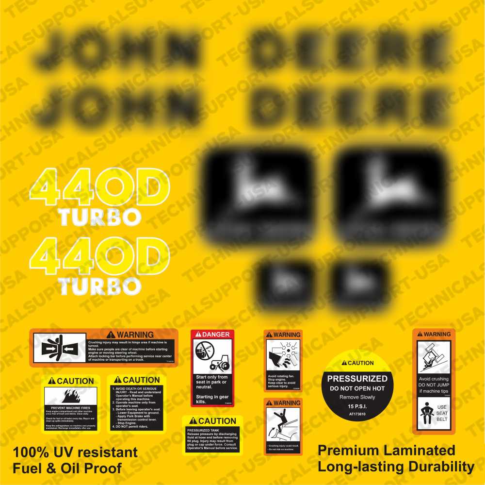 Restore the look of your Skidder 440D with heavy-duty decal set for John Deere