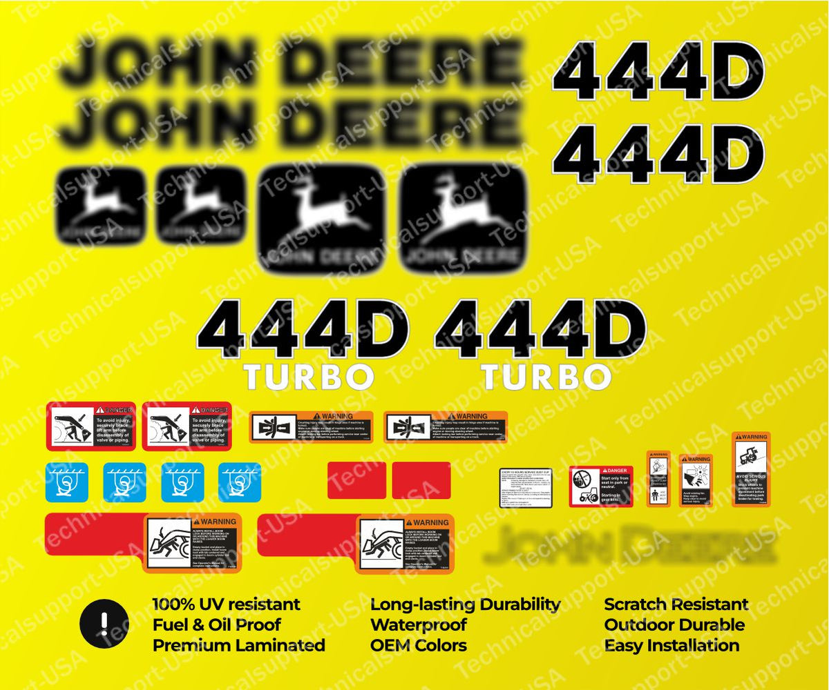Decal Set for John Deere 444D Loader Vinyl Sticker