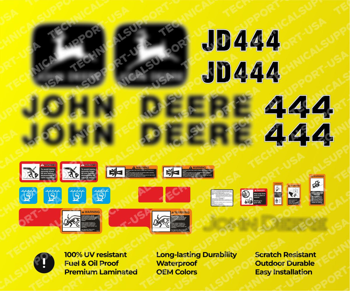 Decal Set for John Deere 444 Loader Vinyl Sticker
