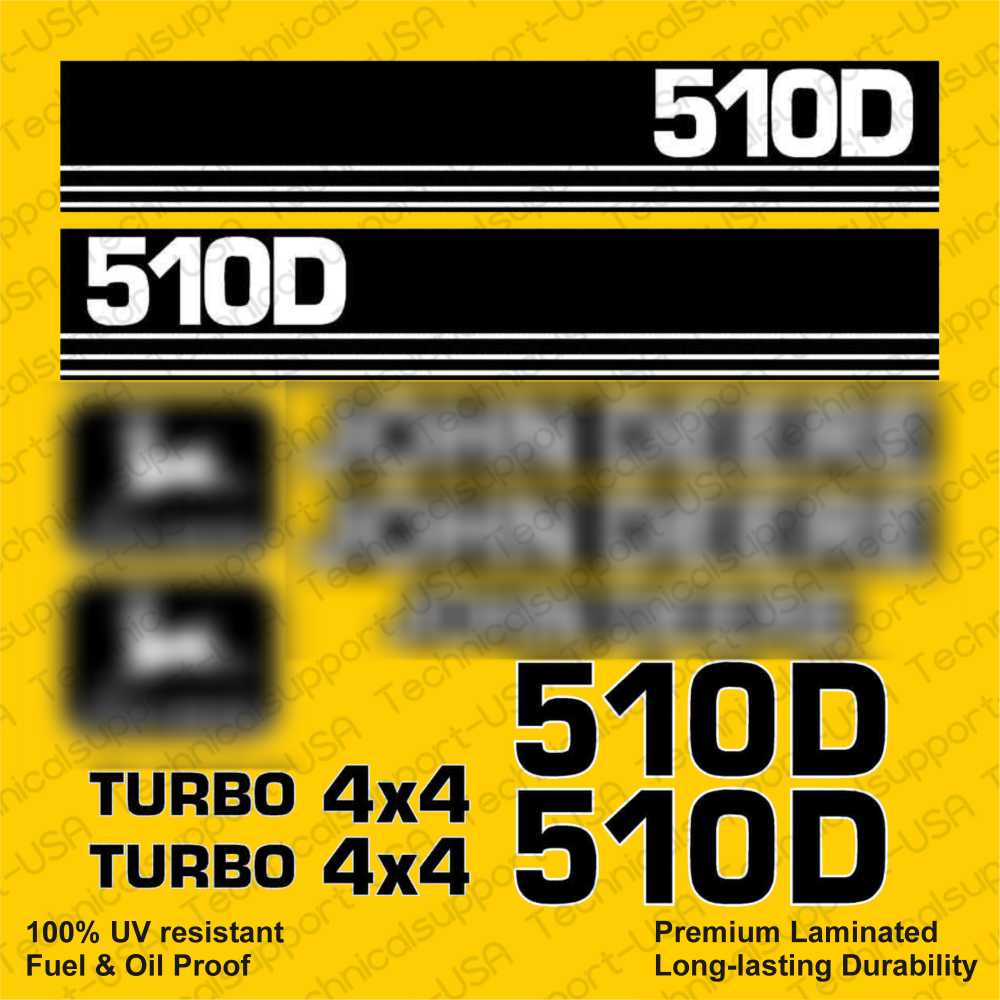 Decal Set for John Deere 510D Loader Vinyl Sticker