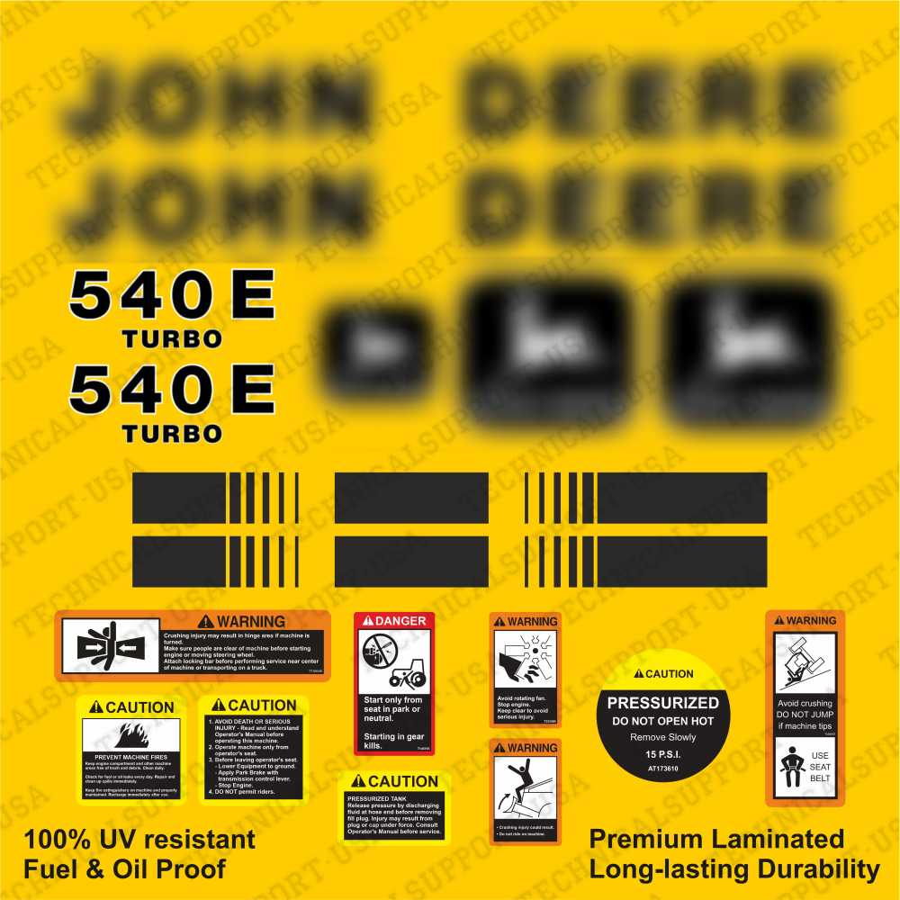 Restore the look of your Skidder 540E with heavy-duty decal set for John Deere