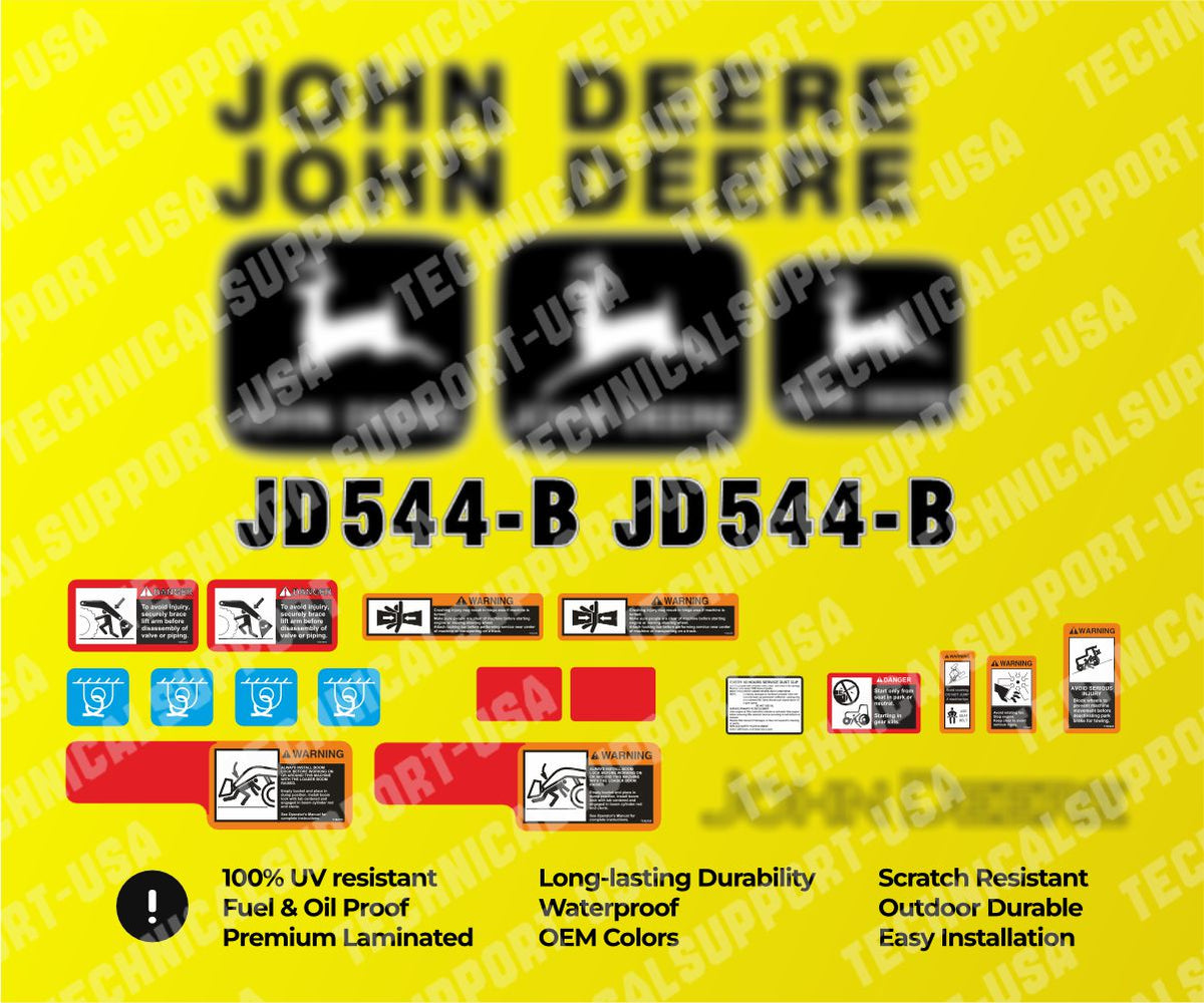 Decal Set for John Deere 544B Loader Vinyl Sticker