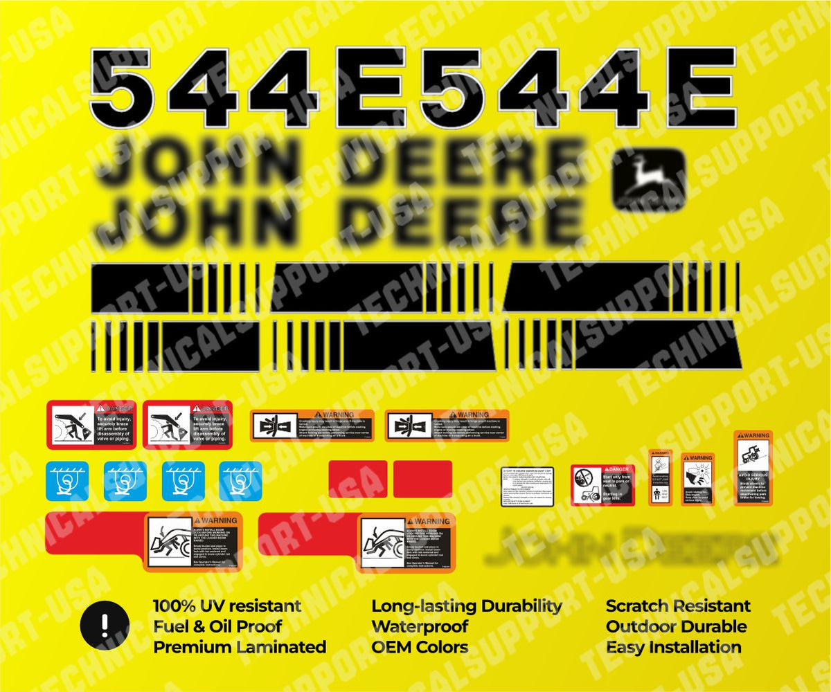 Decal Set for John Deere 544E Loader Vinyl Sticker