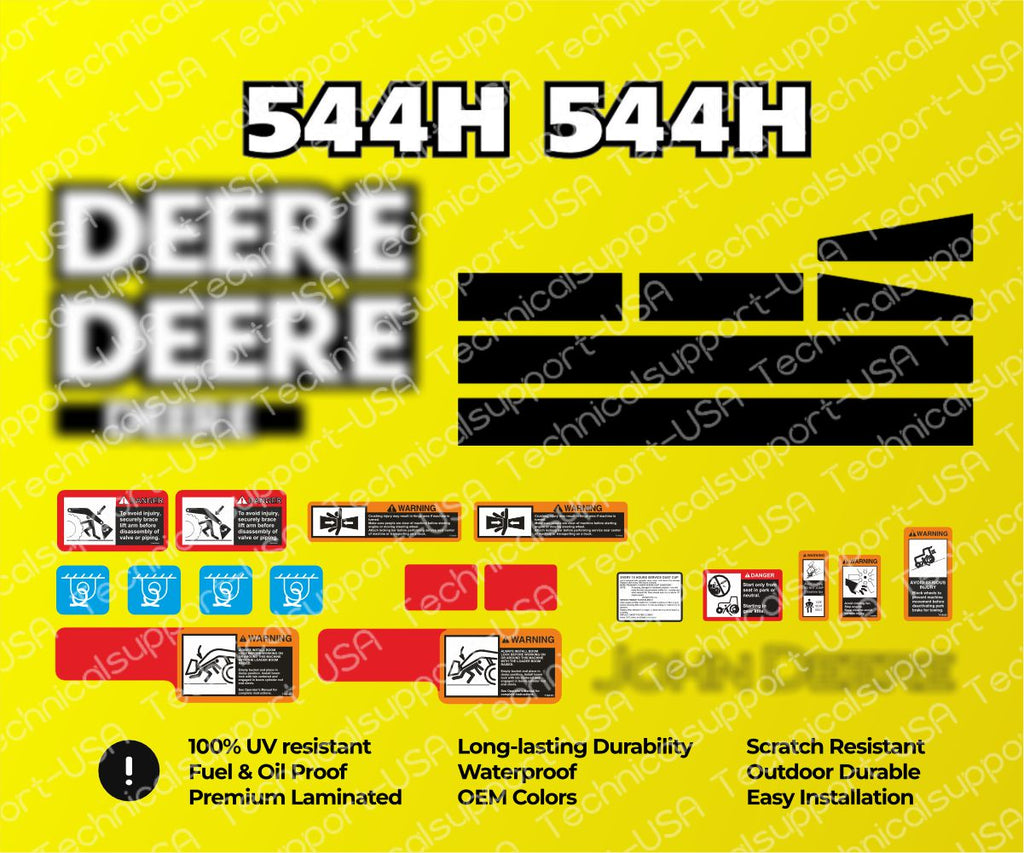 Decal Set for John Deere 544H Loader Vinyl Sticker