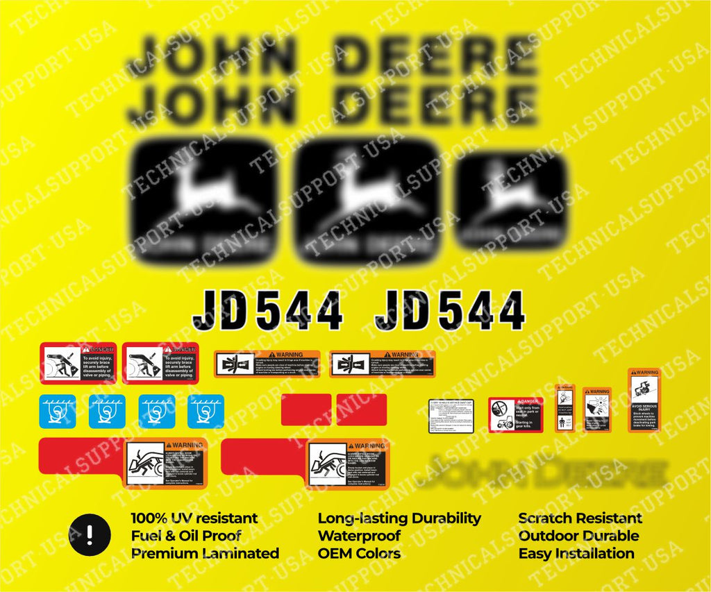 Decal Set for John Deere 544 Bulldozer Vinyl Sticker
