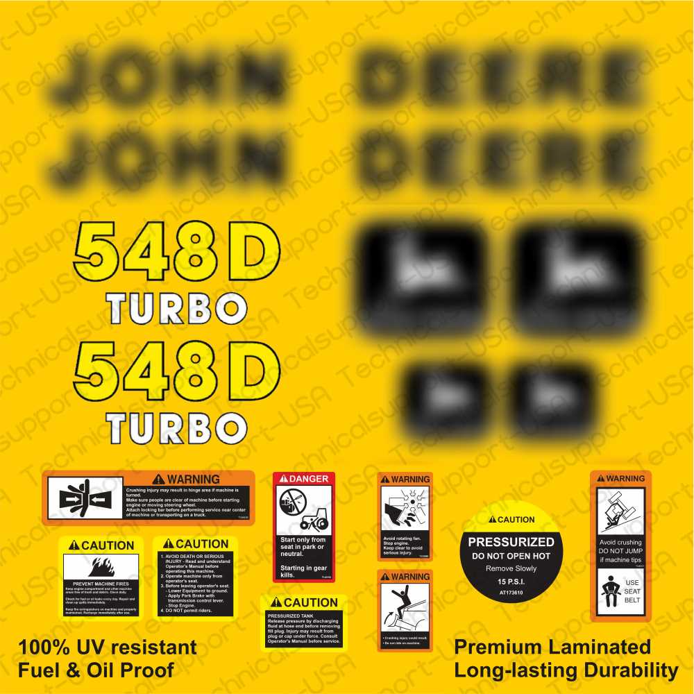 Restore the look of your Skidder 548D with heavy-duty decal set for John Deere