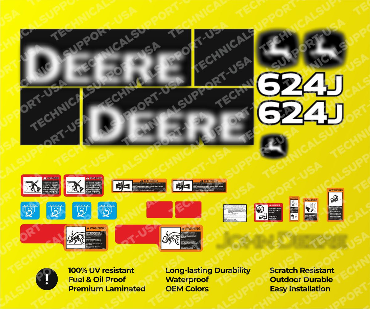 Decal Set for John Deere 624J Loader Vinyl Sticker