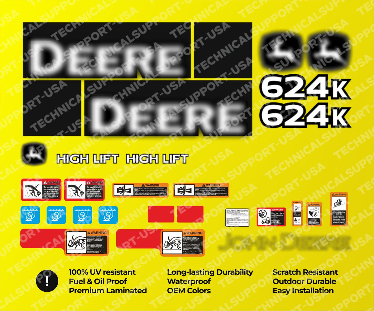 Decal Set for John Deere 624KR Loader Vinyl Sticker
