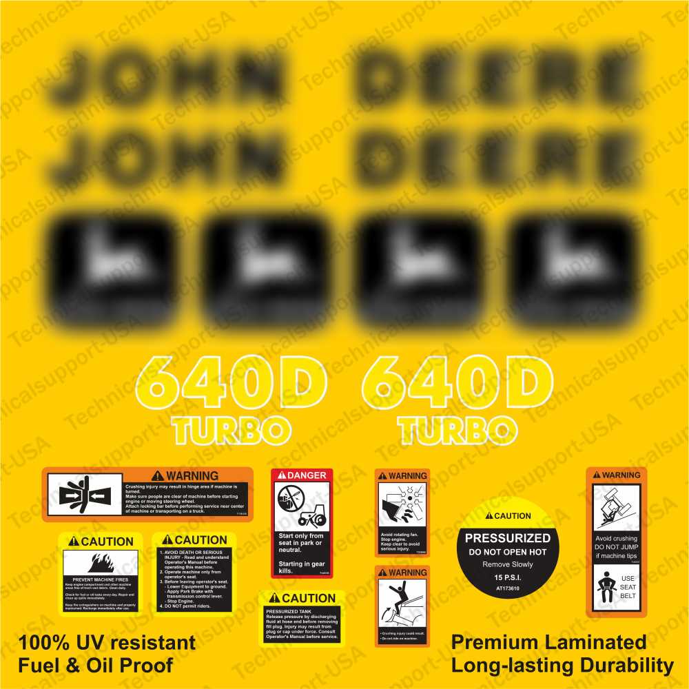 Restore the look of your Skidder 640D with heavy-duty decal set for John Deere