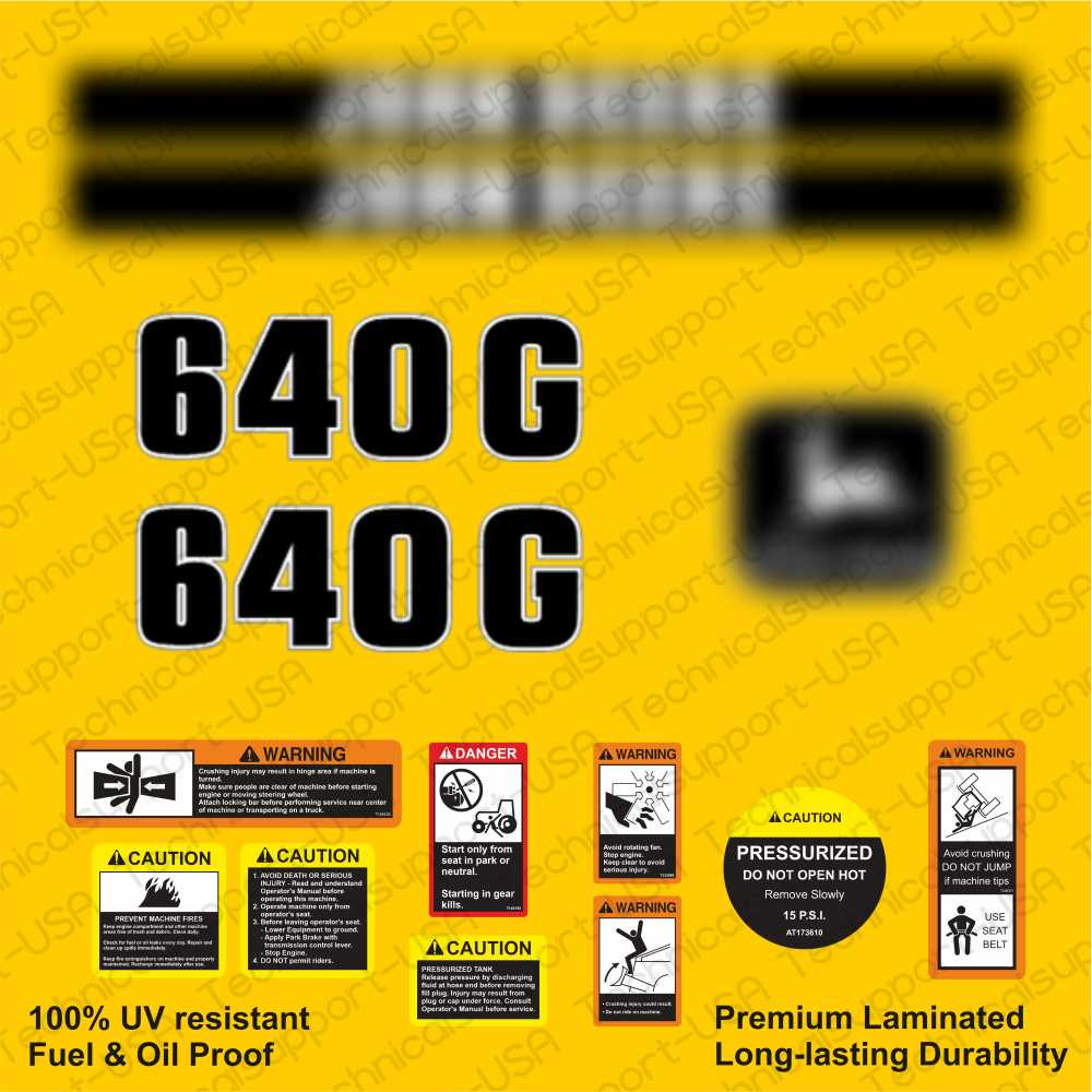 Restore the look of your Skidder 640G with heavy-duty decal set for John Deere