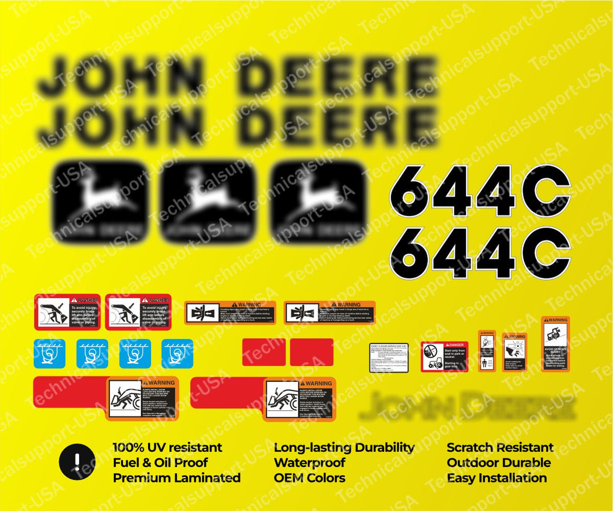 Decal Set for John Deere 644C Loader Vinyl Sticker