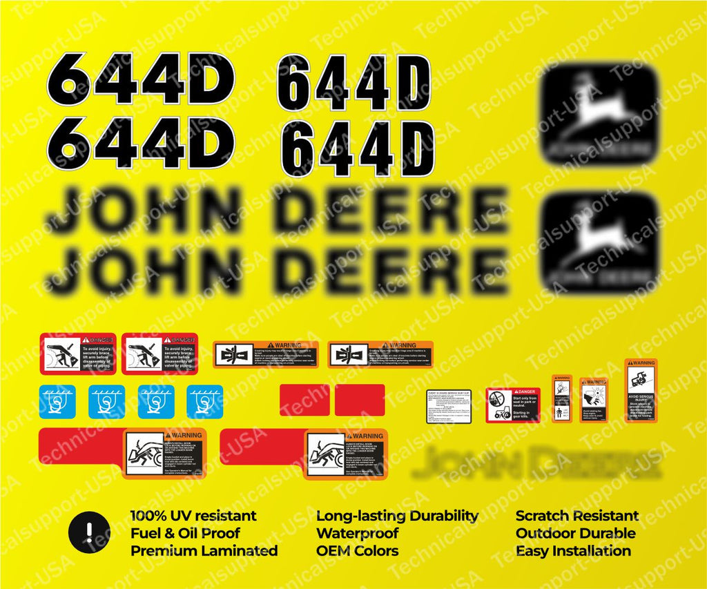 Decal Set for John Deere 644D Loader Vinyl Sticker