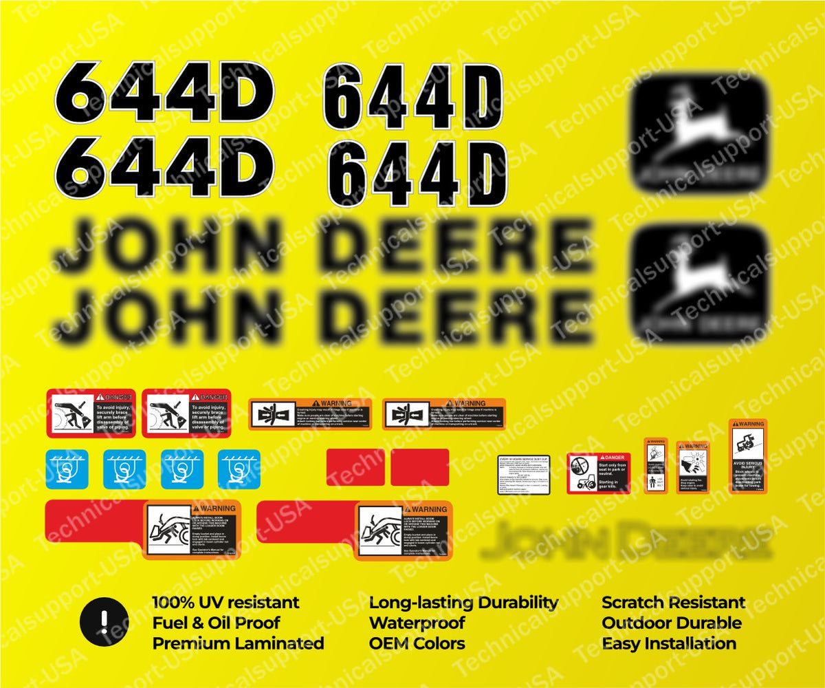 Decal Set for John Deere 644D Loader Vinyl Sticker