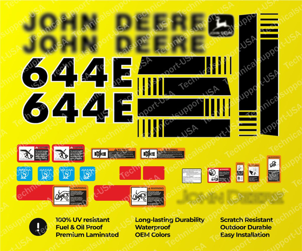Decal Set for John Deere 644E Loader Vinyl Sticker
