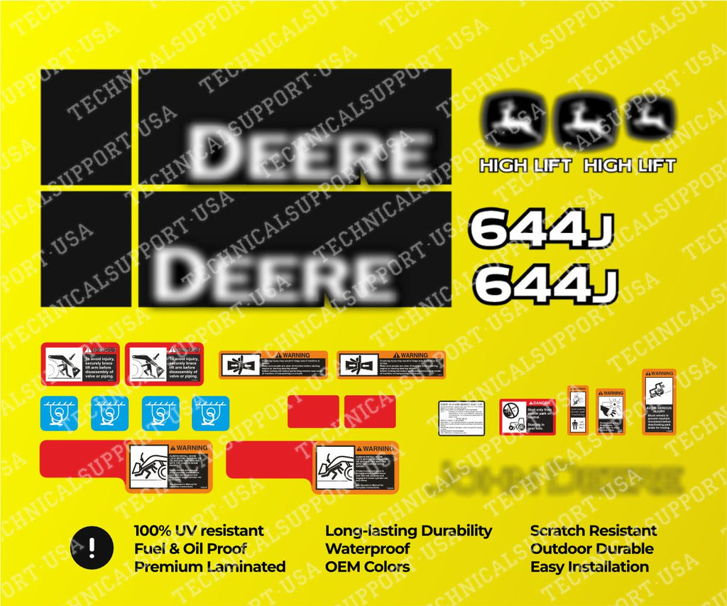 Decal Set for John Deere 644J Loader Vinyl Sticker