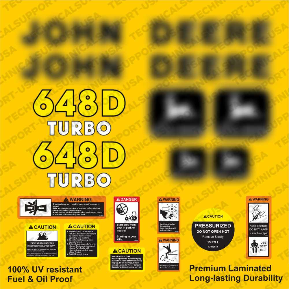 Restore the look of your Skidder 648D with heavy-duty decal set for John Deere