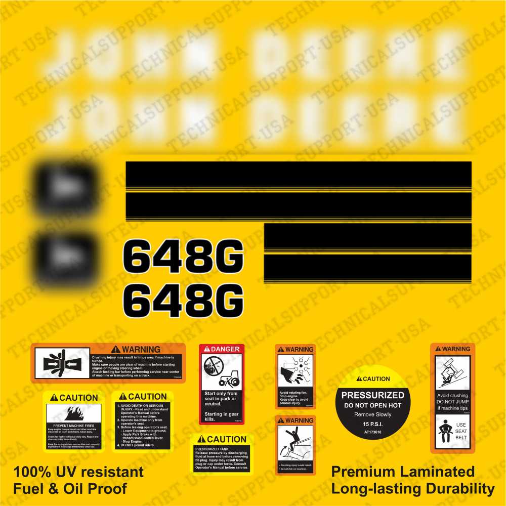 Restore the look of your Skidder 648G with heavy-duty decal set for John Deere