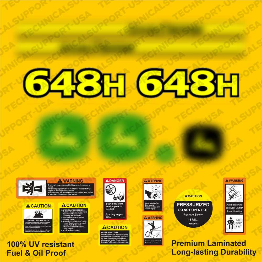Restore the look of your Skidder 648H with heavy-duty decal set for John Deere