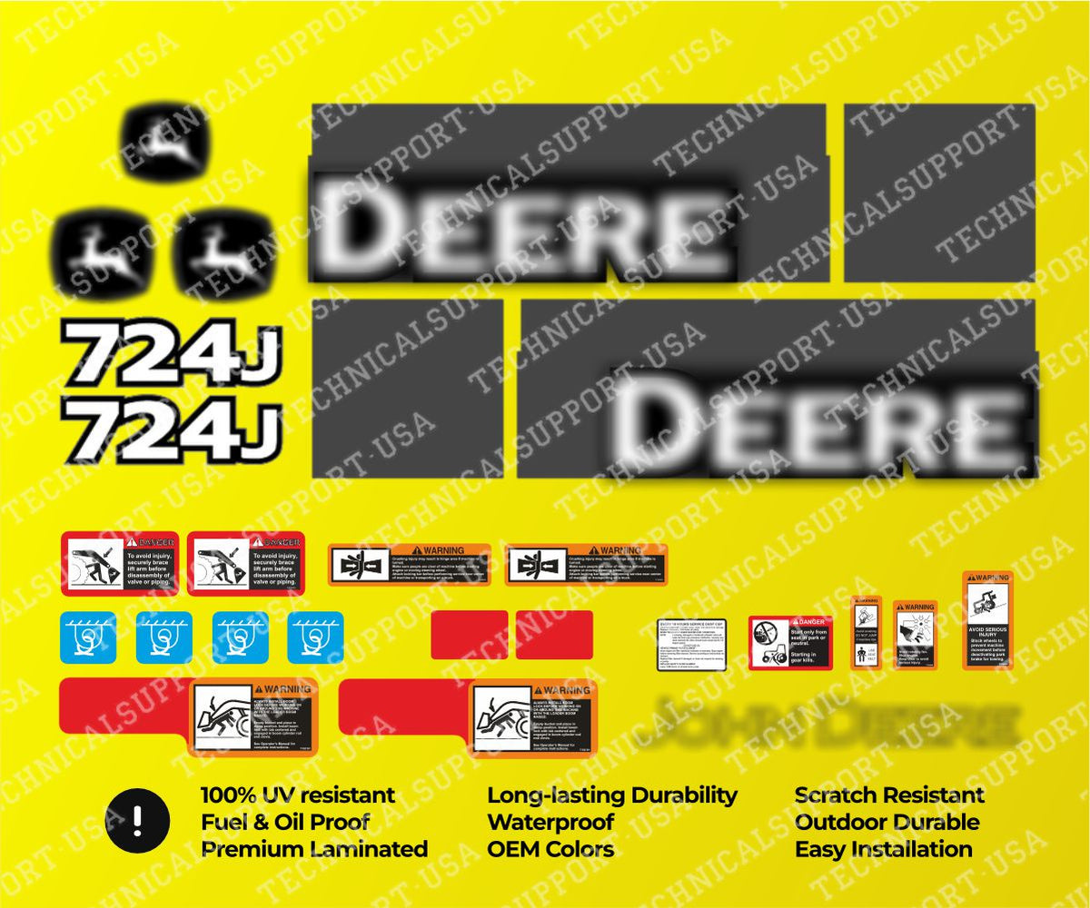 Decal Set for John Deere 724J Loader Vinyl Sticker