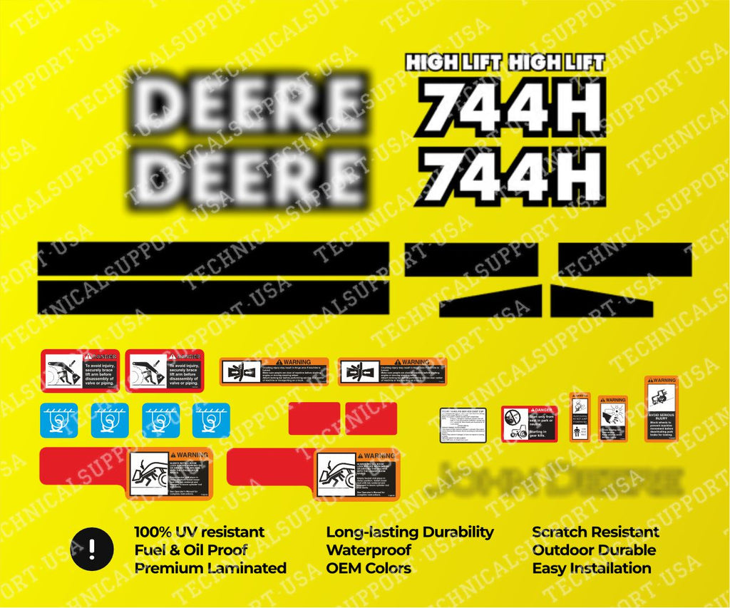 Decal Set for John Deere 744H Loader Vinyl Sticker