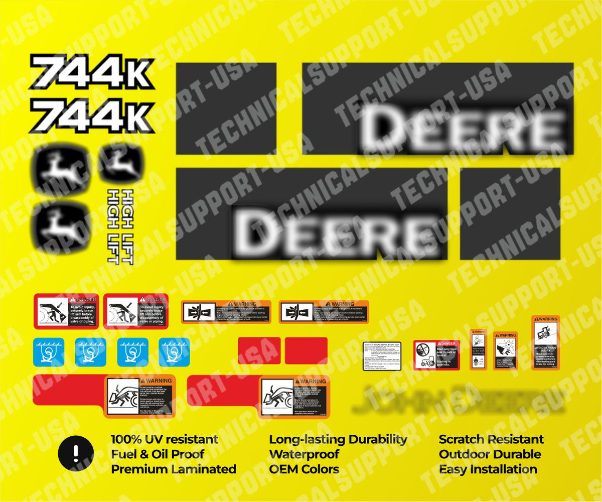 Decal Set for John Deere 744K II Loader Vinyl Sticker