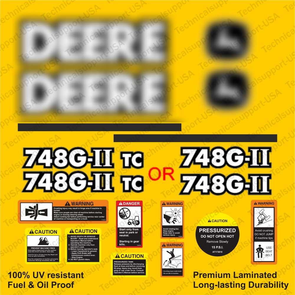 Restore the look of your Skidder 748G-II with vinyl decal set for John Deere