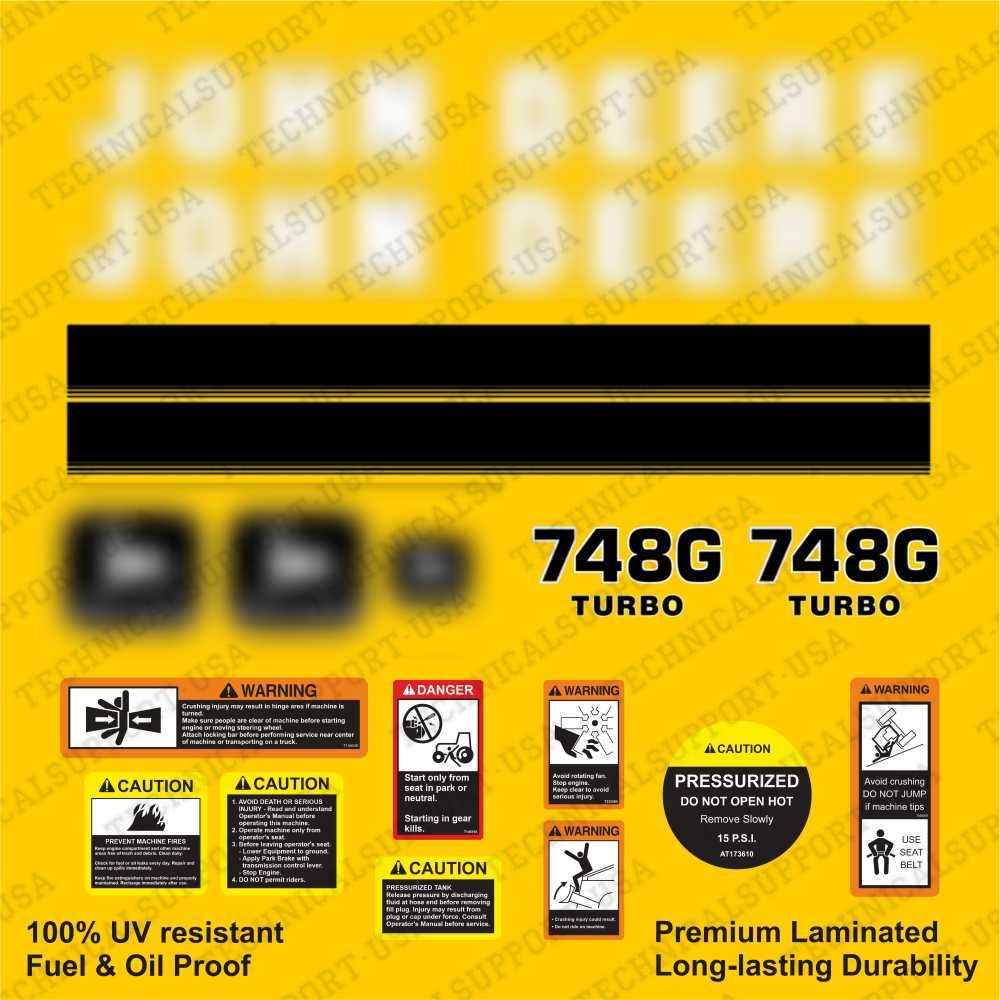 Restore the look of your Skidder 748G with heavy-duty decal set for John Deere