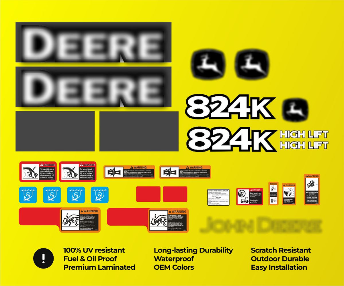 Decal Set for John Deere 824K II Loader Vinyl Sticker