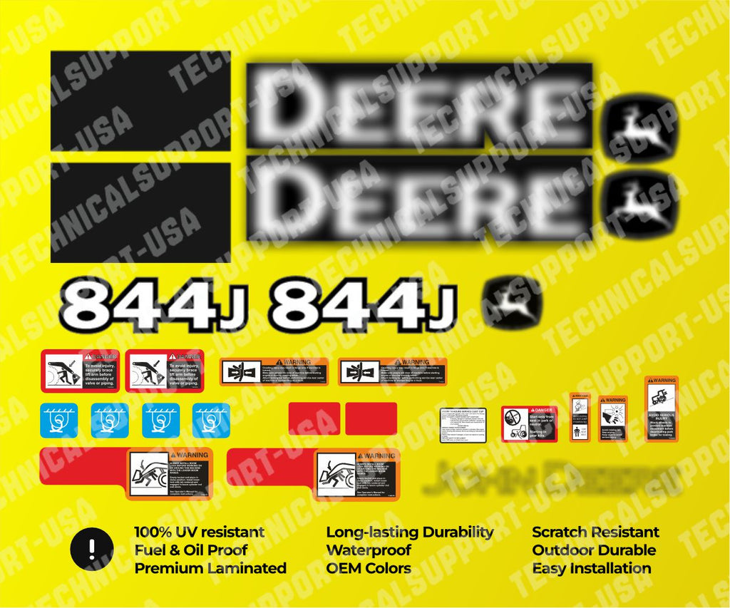 Decal Set for John Deere 844J Loader Vinyl Sticker