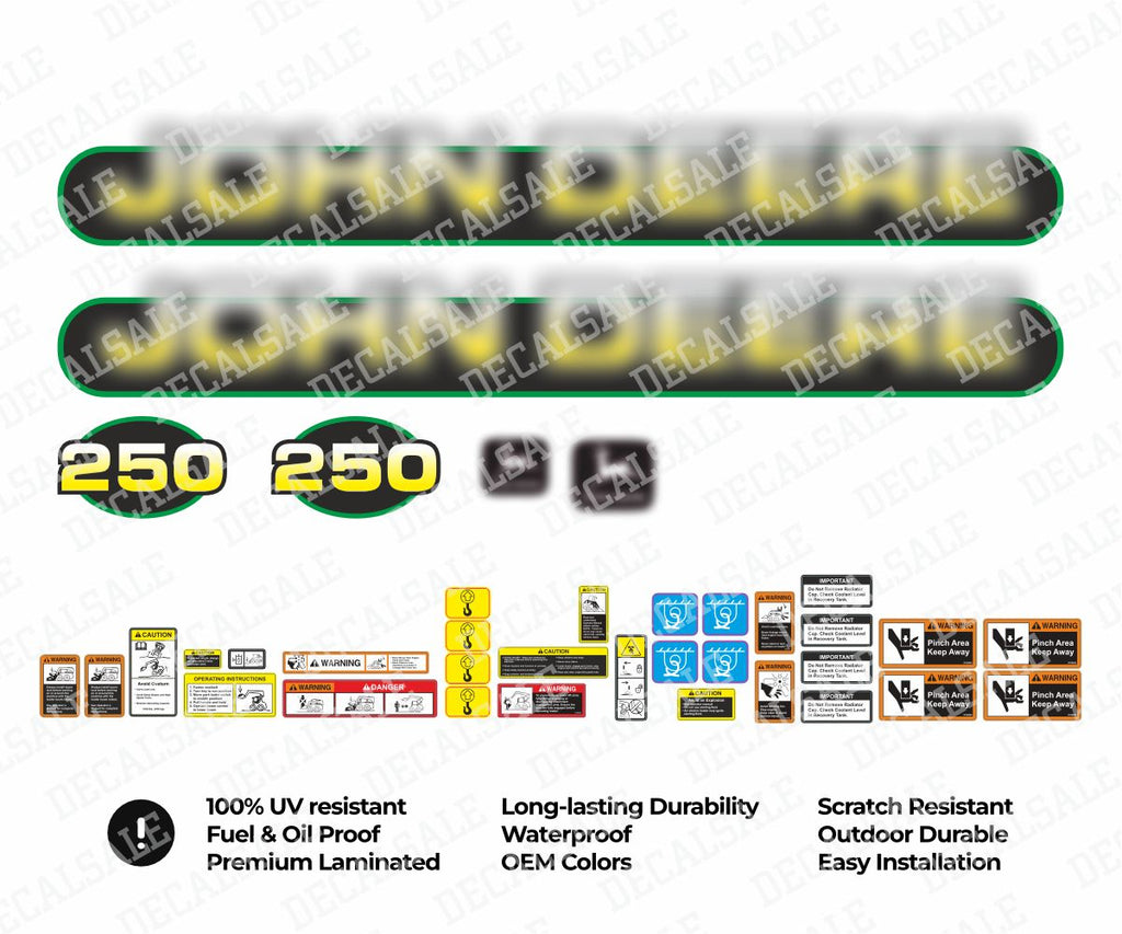 Decal Set for John Deere 250 Loader Vinyl Sticker